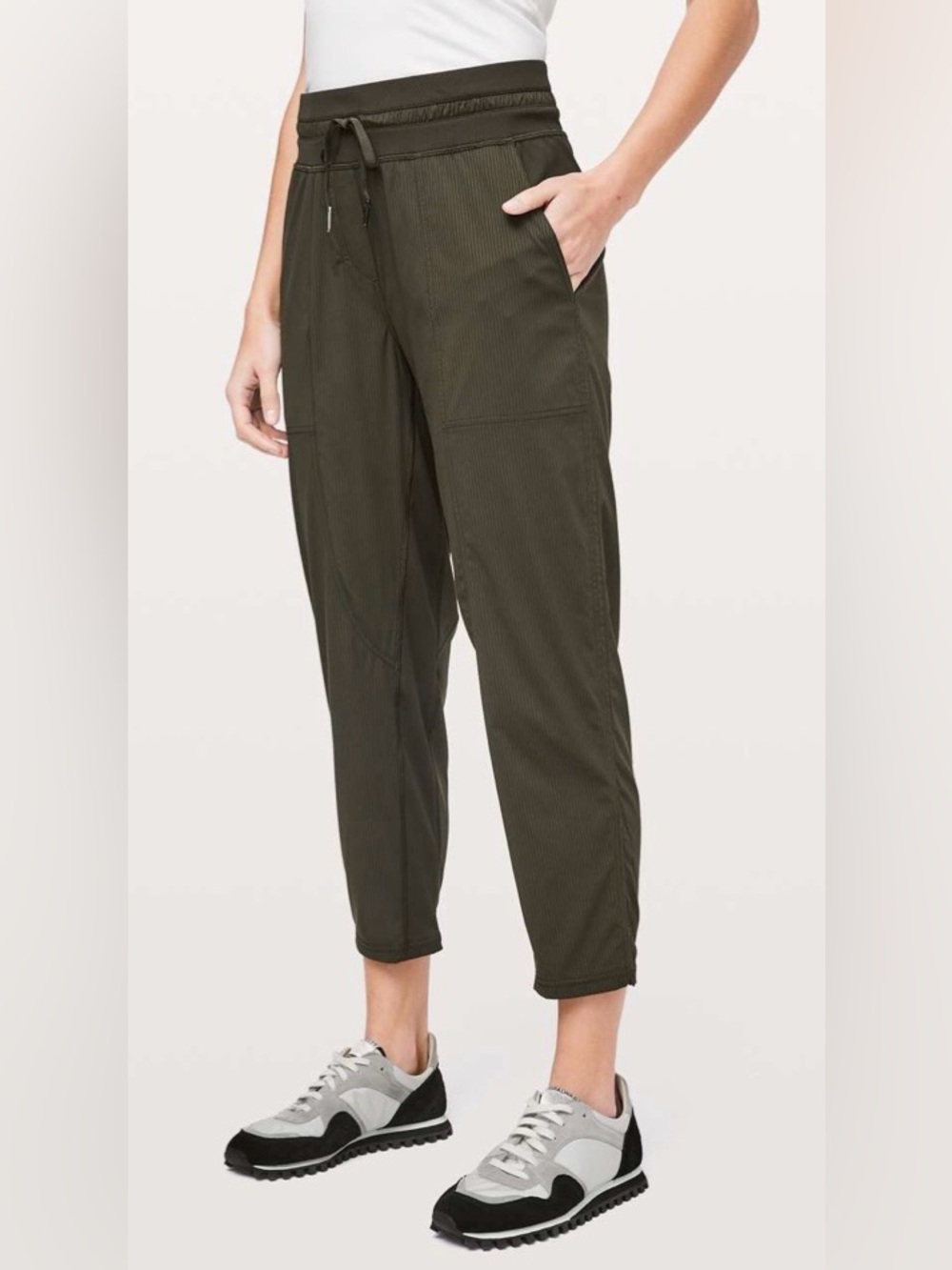 Lululemon Dance Studio Crop Pants Olive Green Relaxed Drawstring Size 4